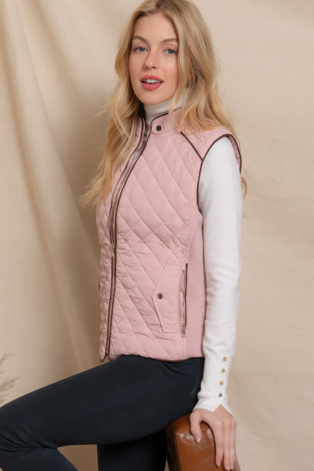 Suede Quilted Padding Vest