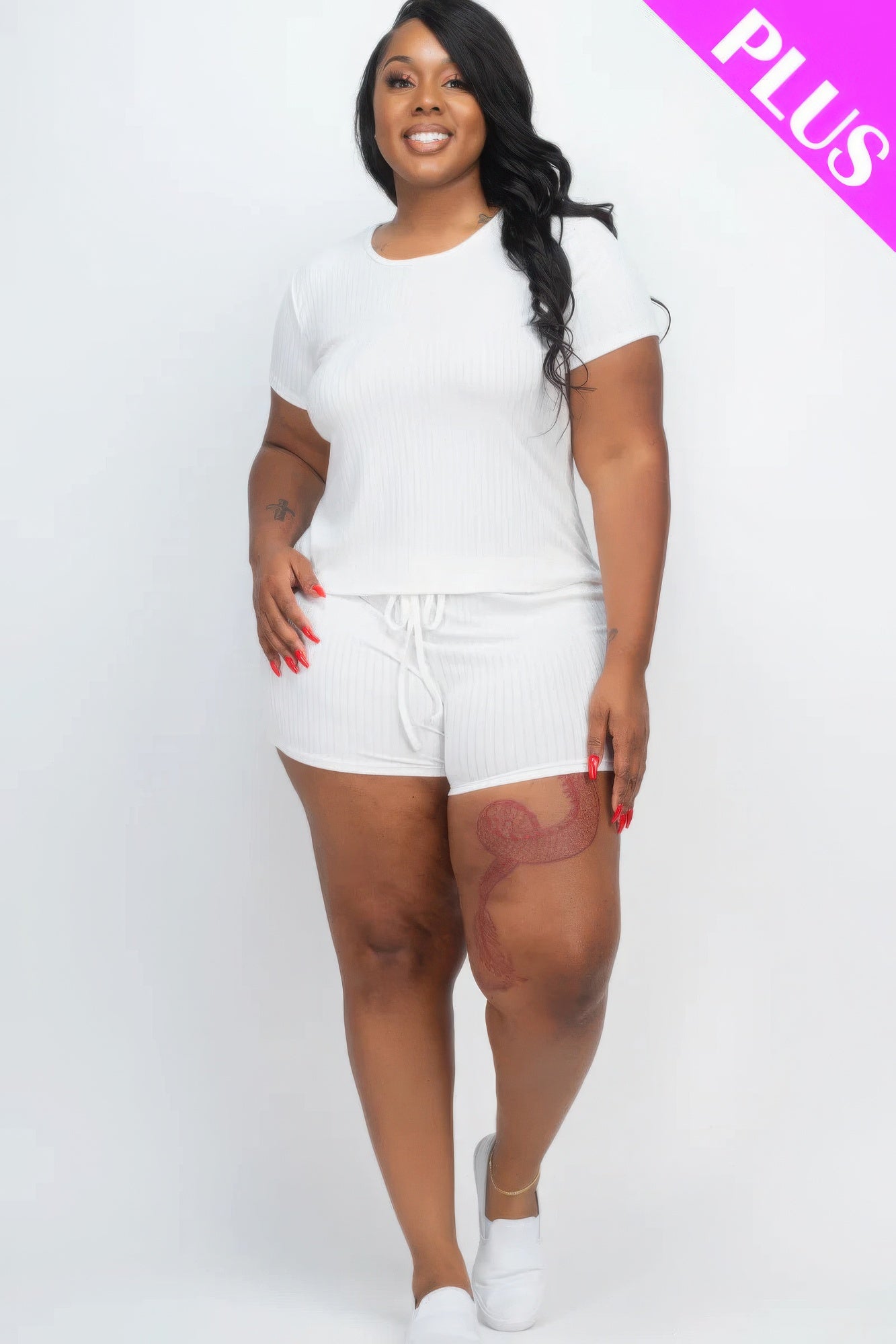 Casual Plus Size 2pc Shorts Set