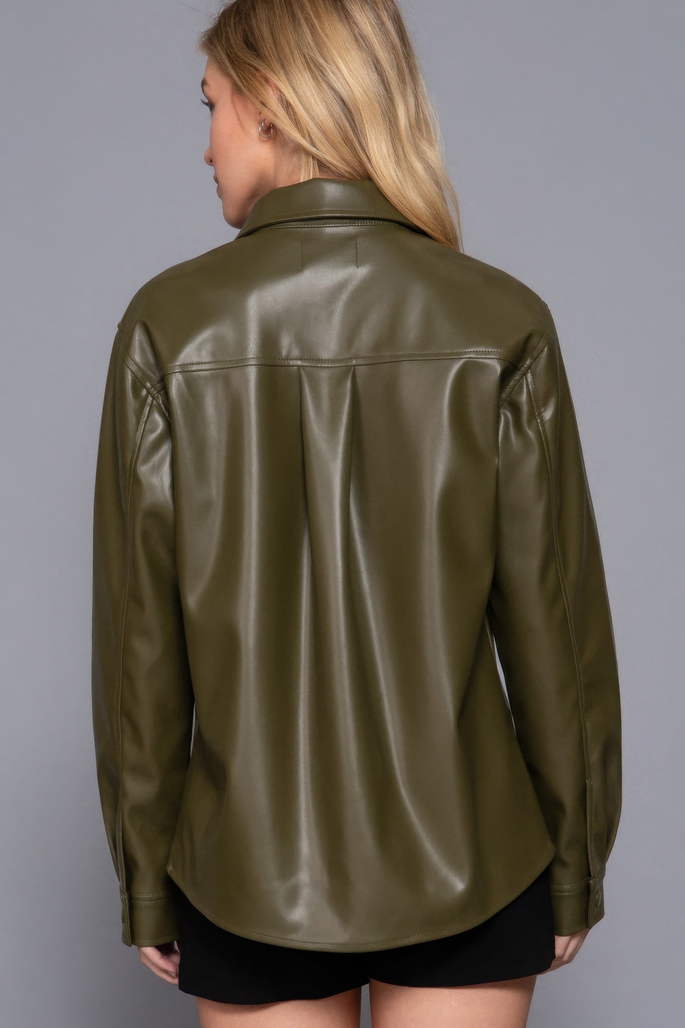 Long Sleeve Faux Leather Jacket