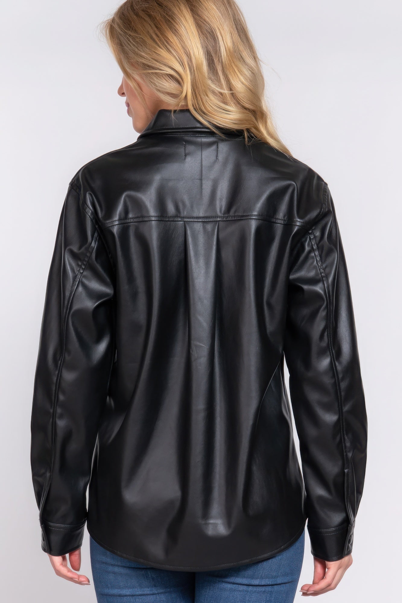 Long Sleeve Faux Leather Jacket