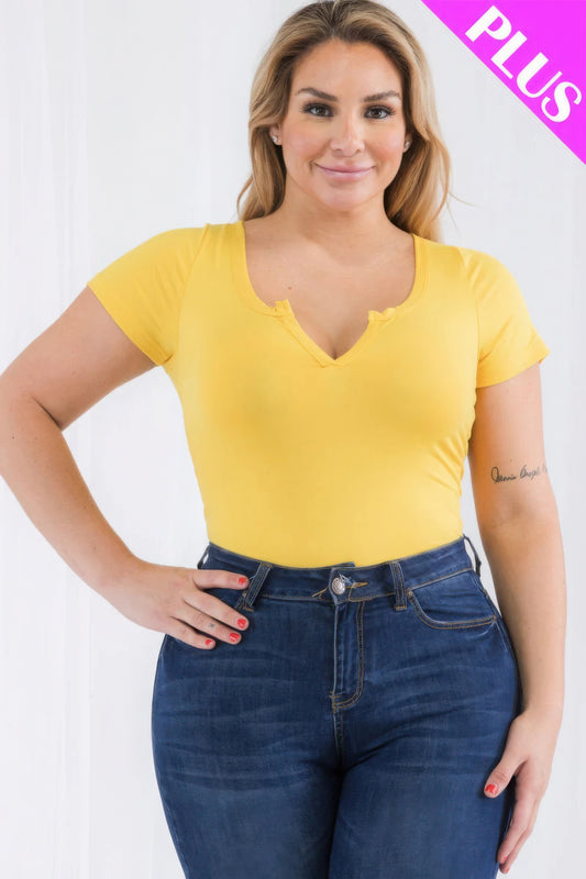 Plus Size Casual Short Sleeve Bodysuit