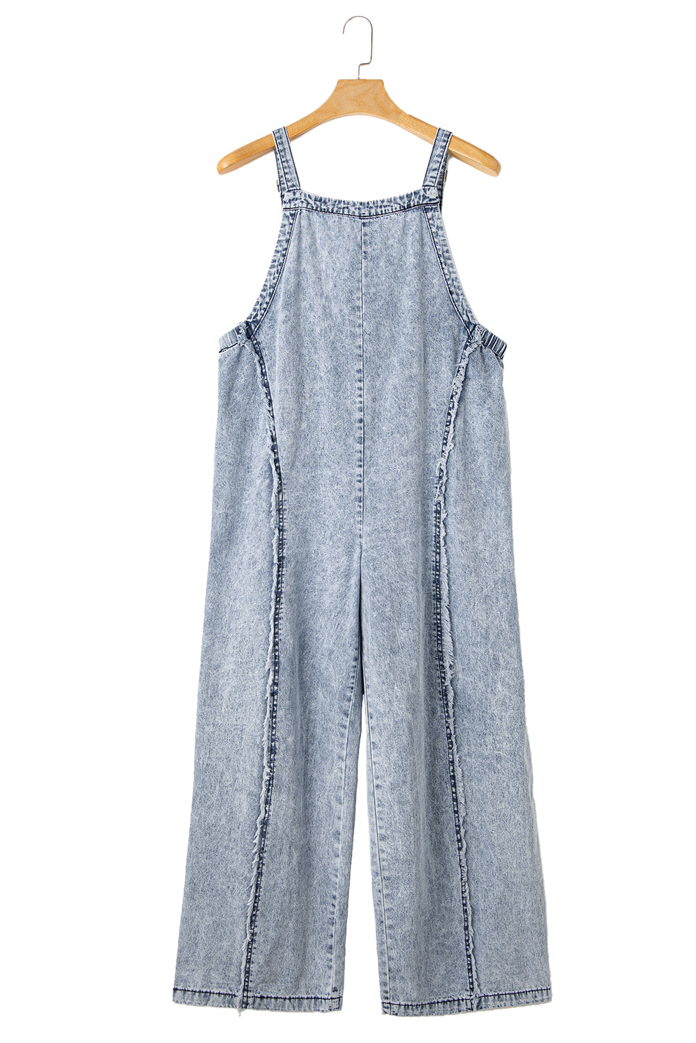 Light Wash Exposed Seam Denim Overalls