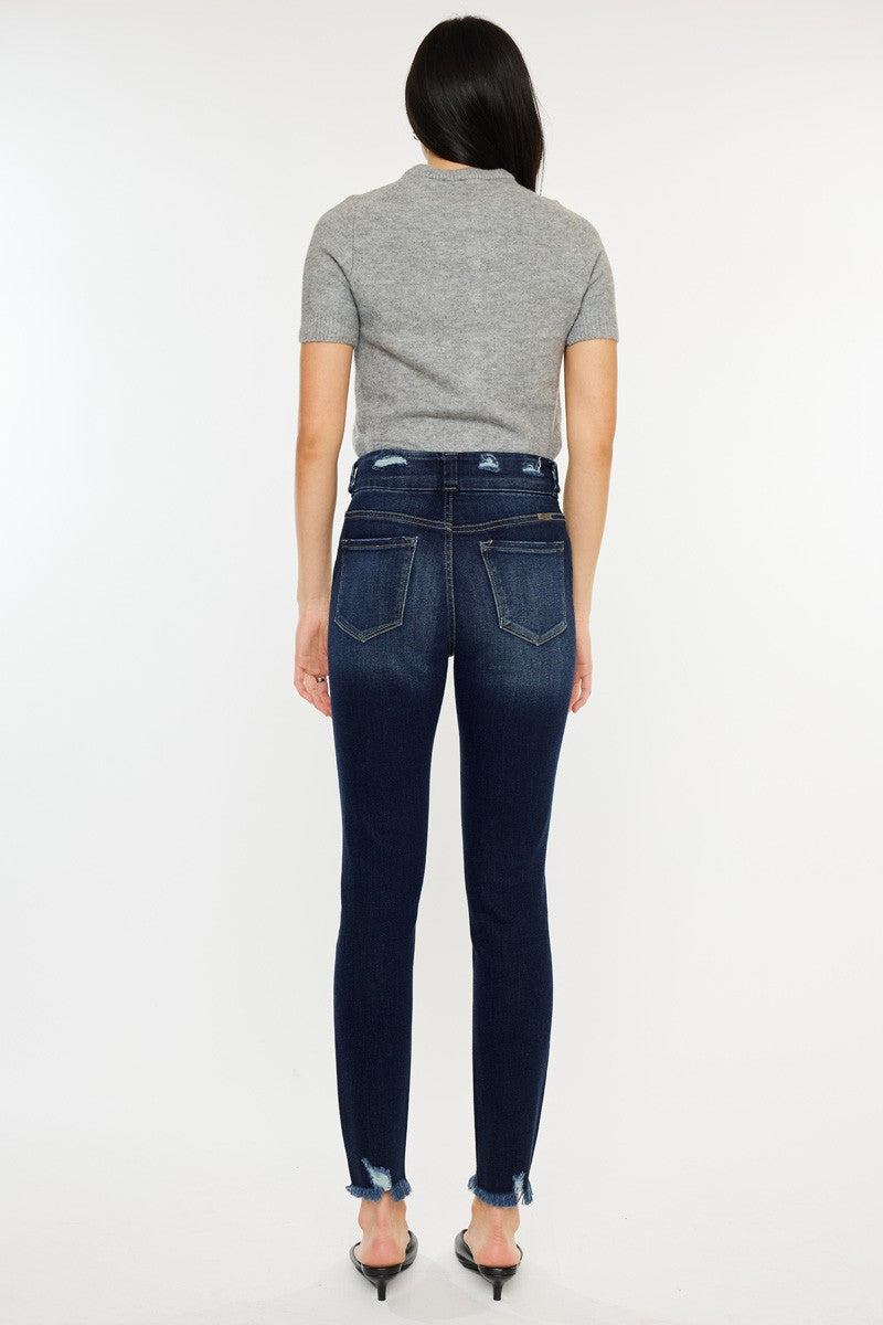 Plus Size Raw Hem High Waist Jeans