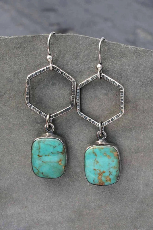 Green Vintage Turquoise Geometric Drop Earrings