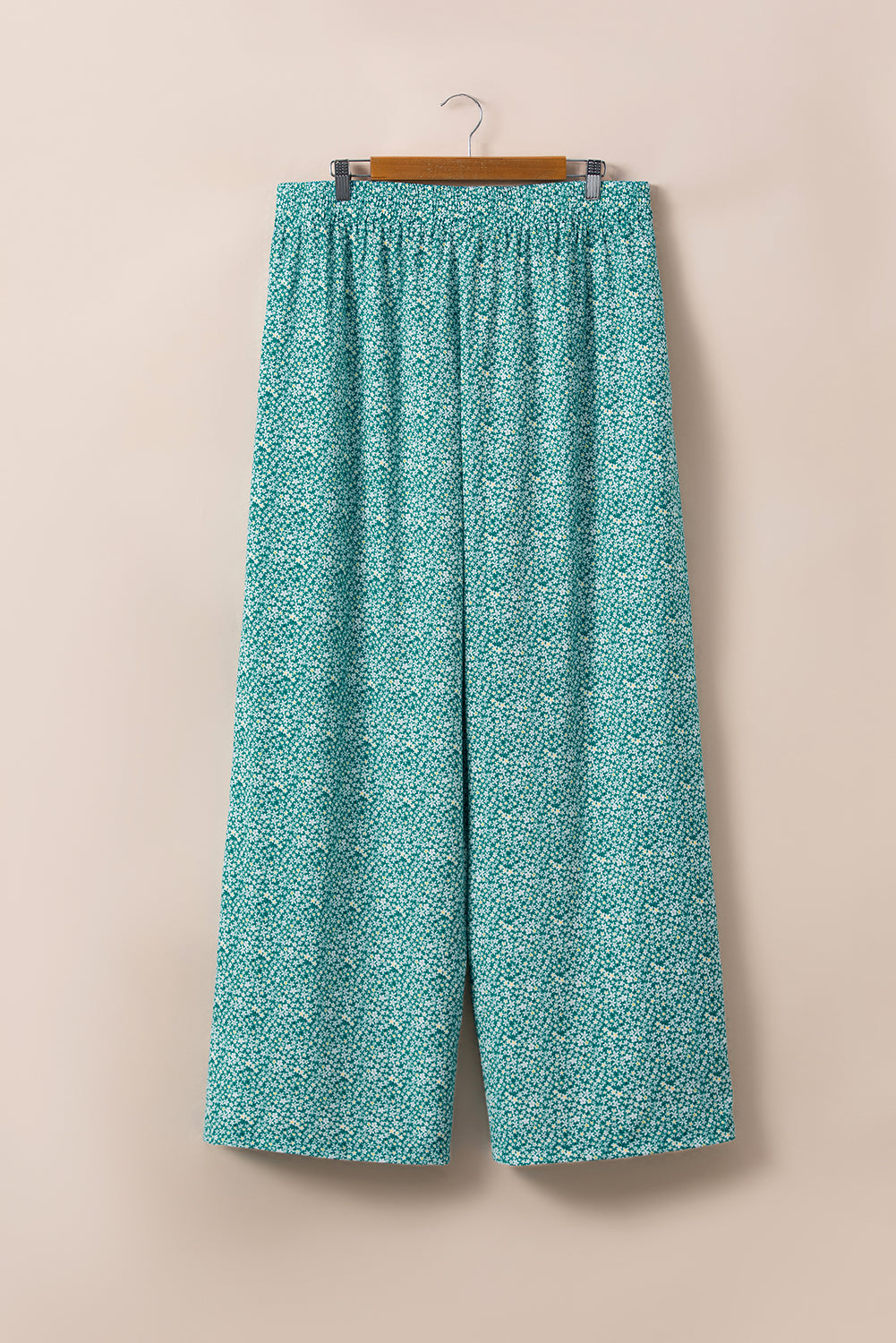 Green Plus Size Floral Wide Leg Pants