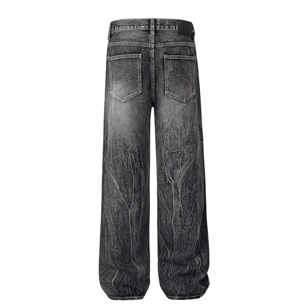 Water Ripple Straight Jeans For Men