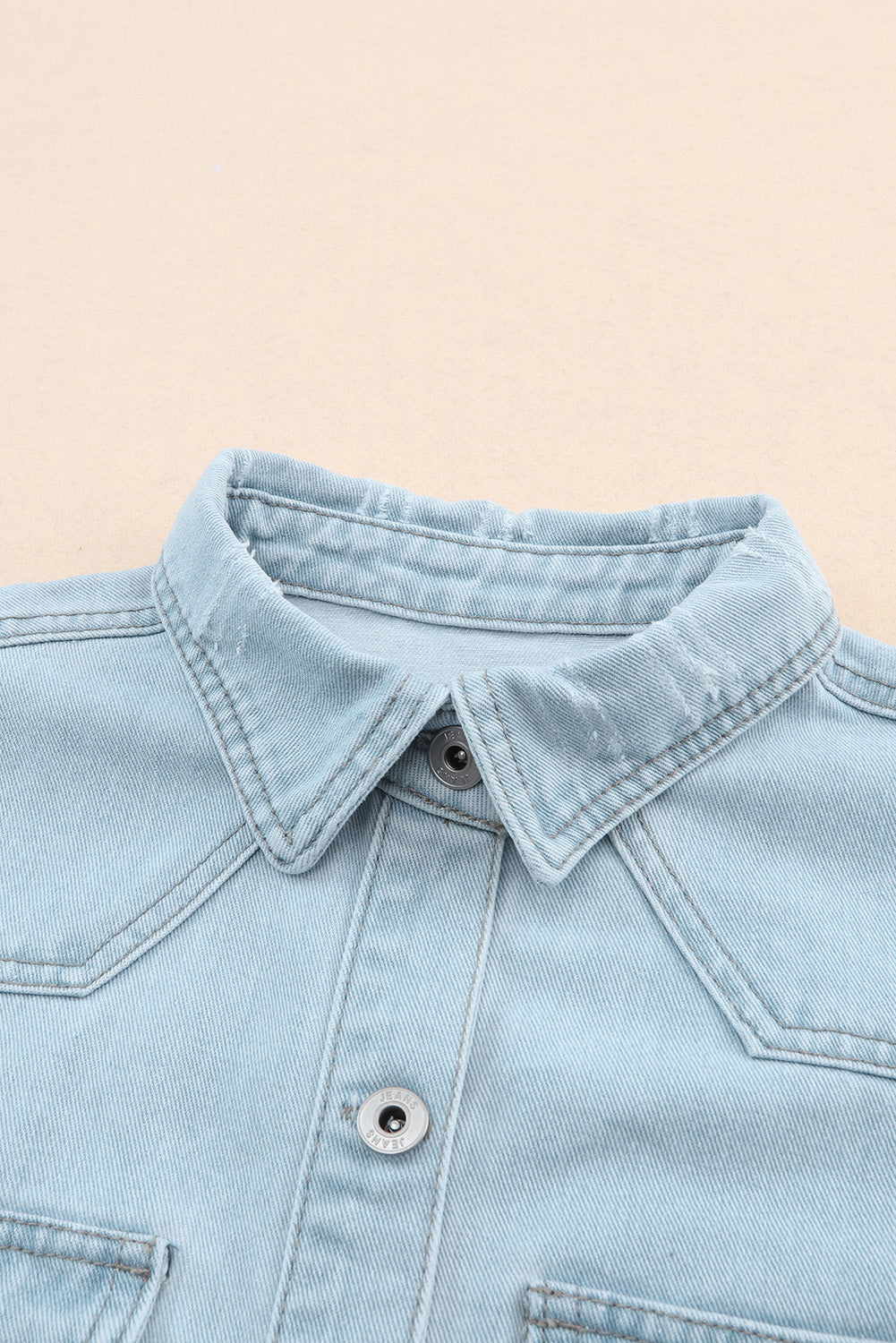 Sky Blue Flap Pocket Denim Jacket