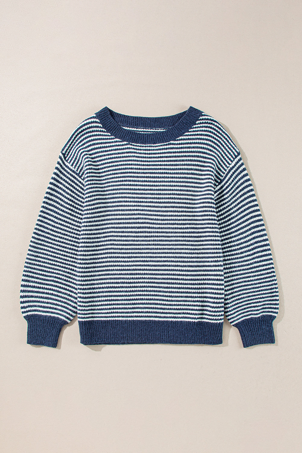 Sail Blue Striped Drop Shoulder Sweater