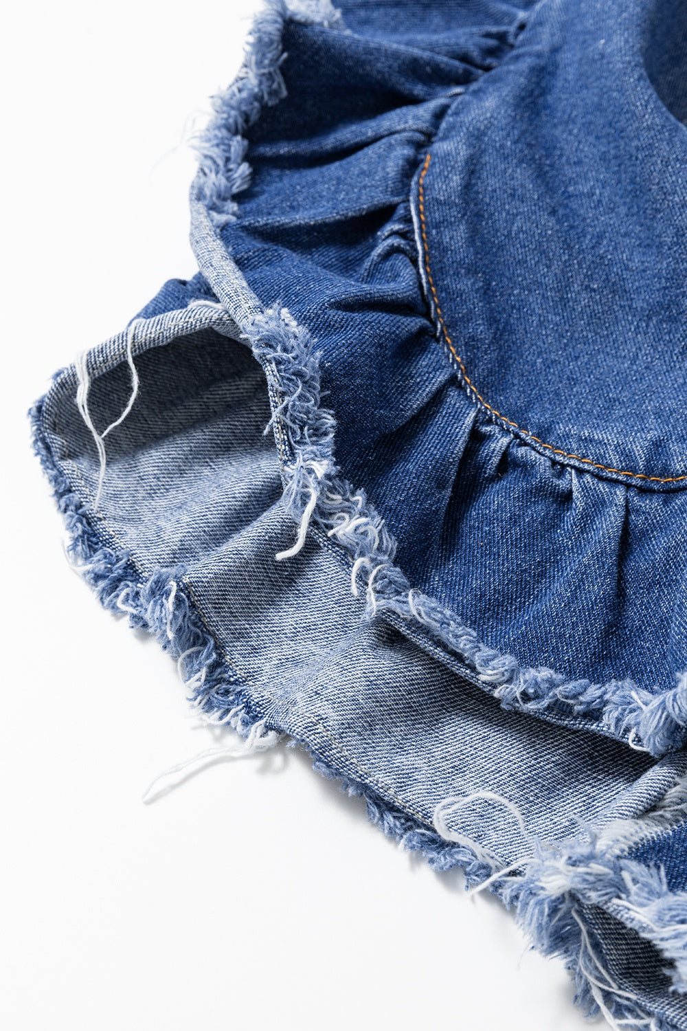 Ruffled Raw Hem Denim Jacket