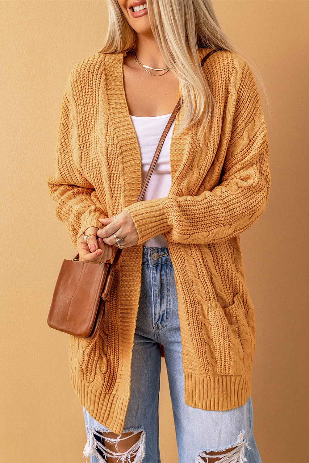 Knit Textured Long Cardigan (Up to size 4X)