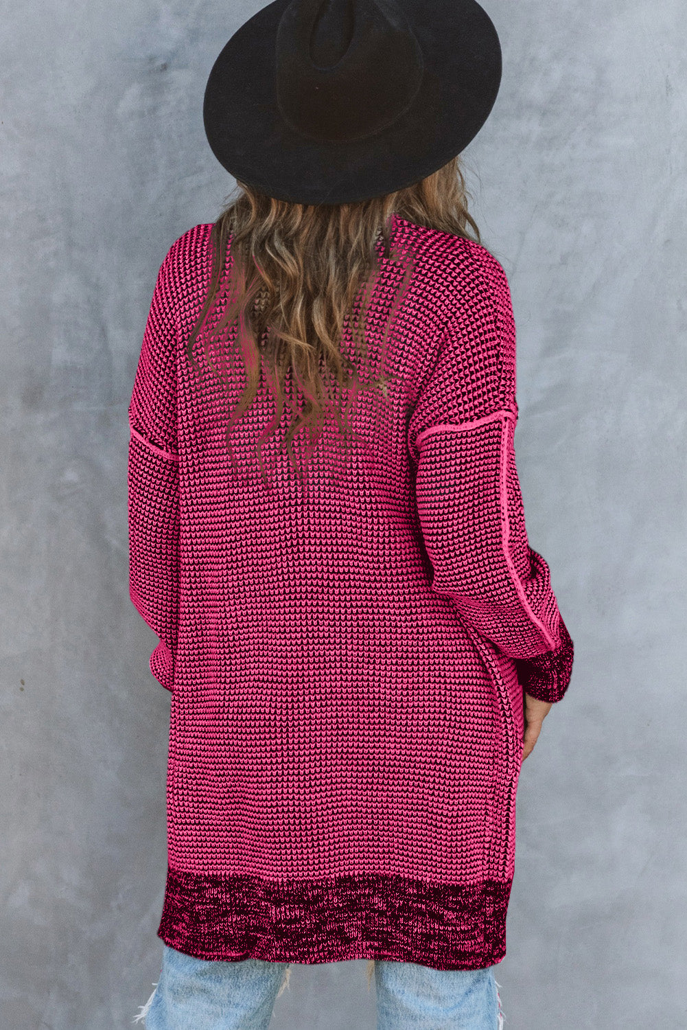 Small Print Knitted Open Front Cardigan