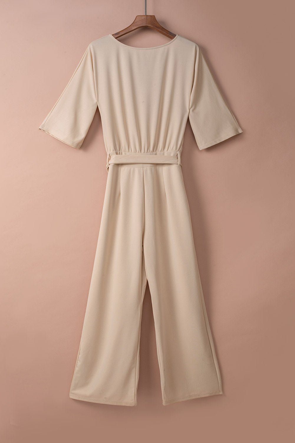 Sexy In Beige Wide Leg Jumpsuit