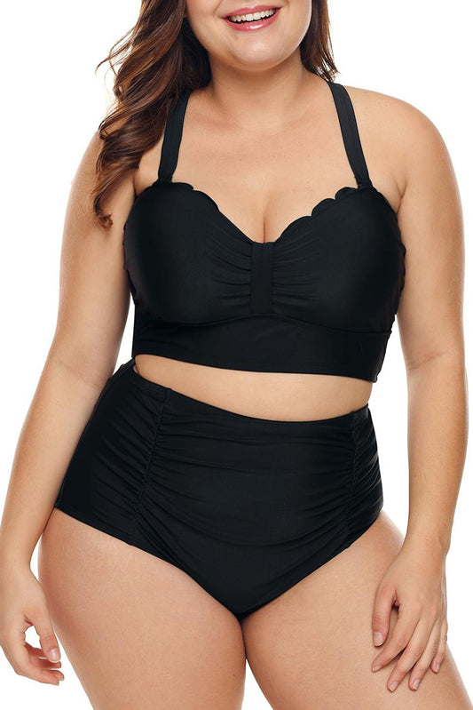 Black Plus Size High Waist Bikini Swimsuit