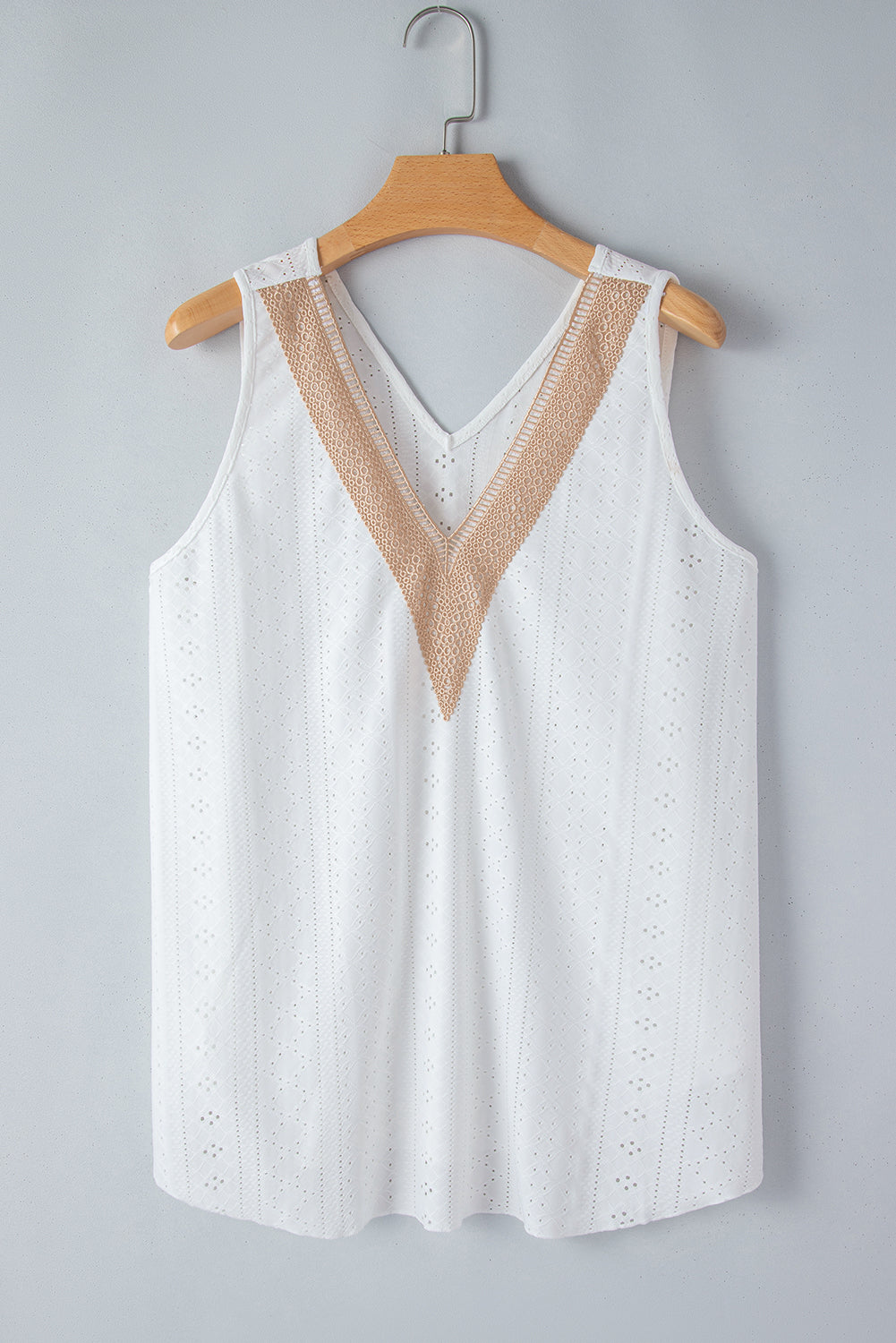 White Plus Size Lace Trim Tank Top