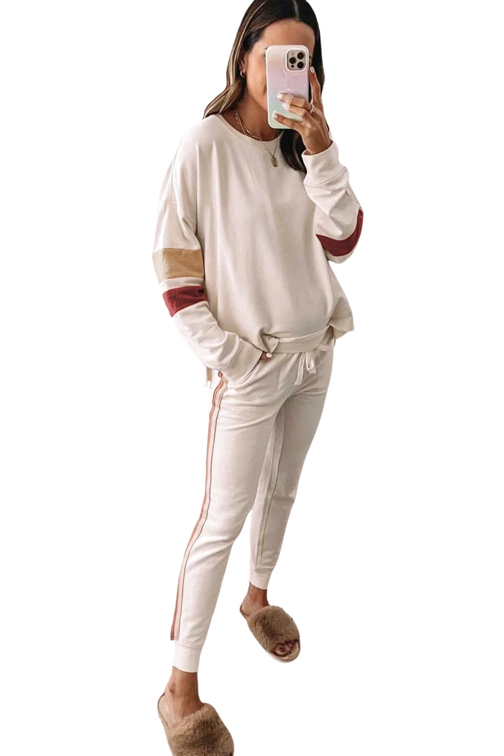 Color Block Sleeved Loungewear Set