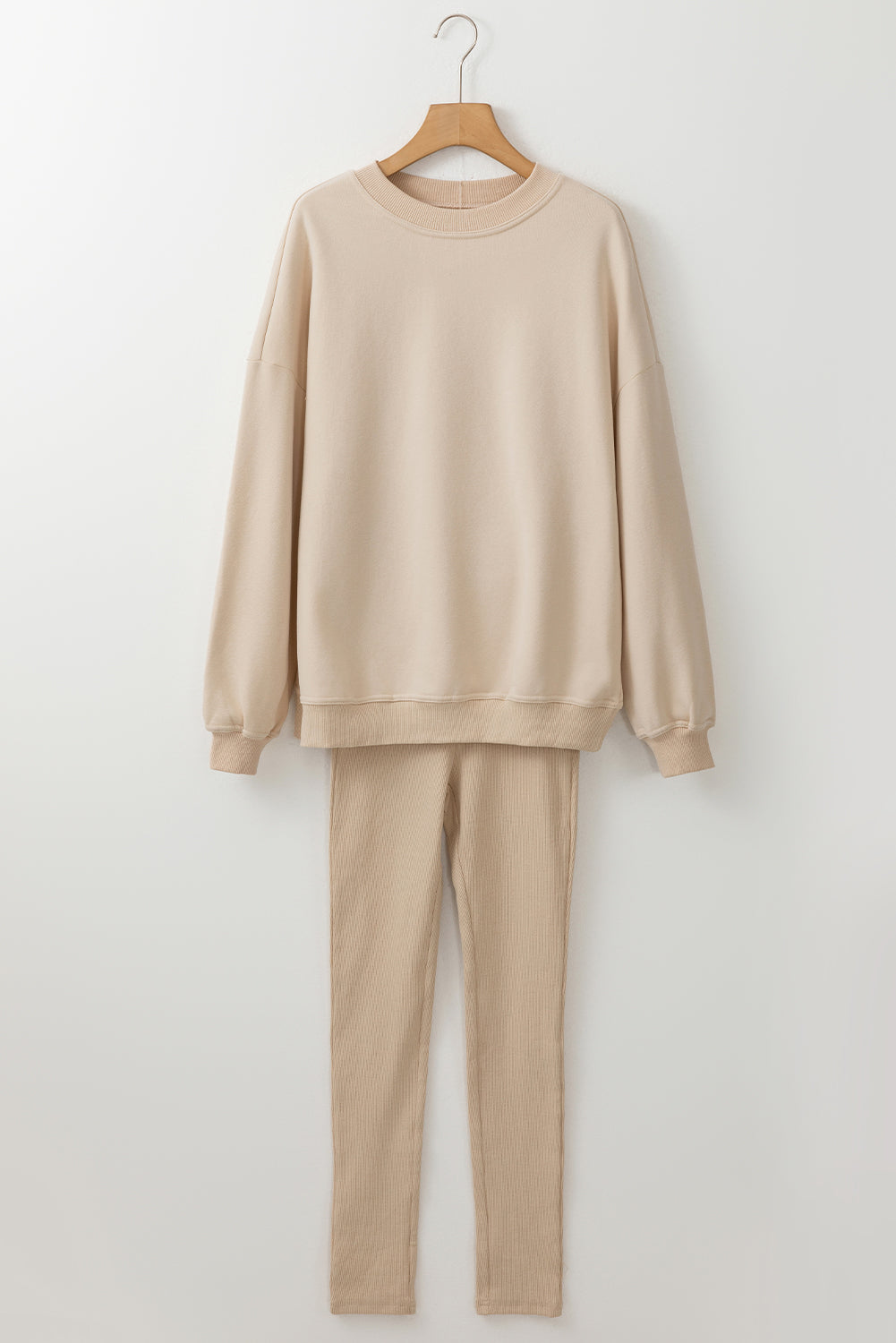 Beige Sweatshirt and Leggings Two Piece Set