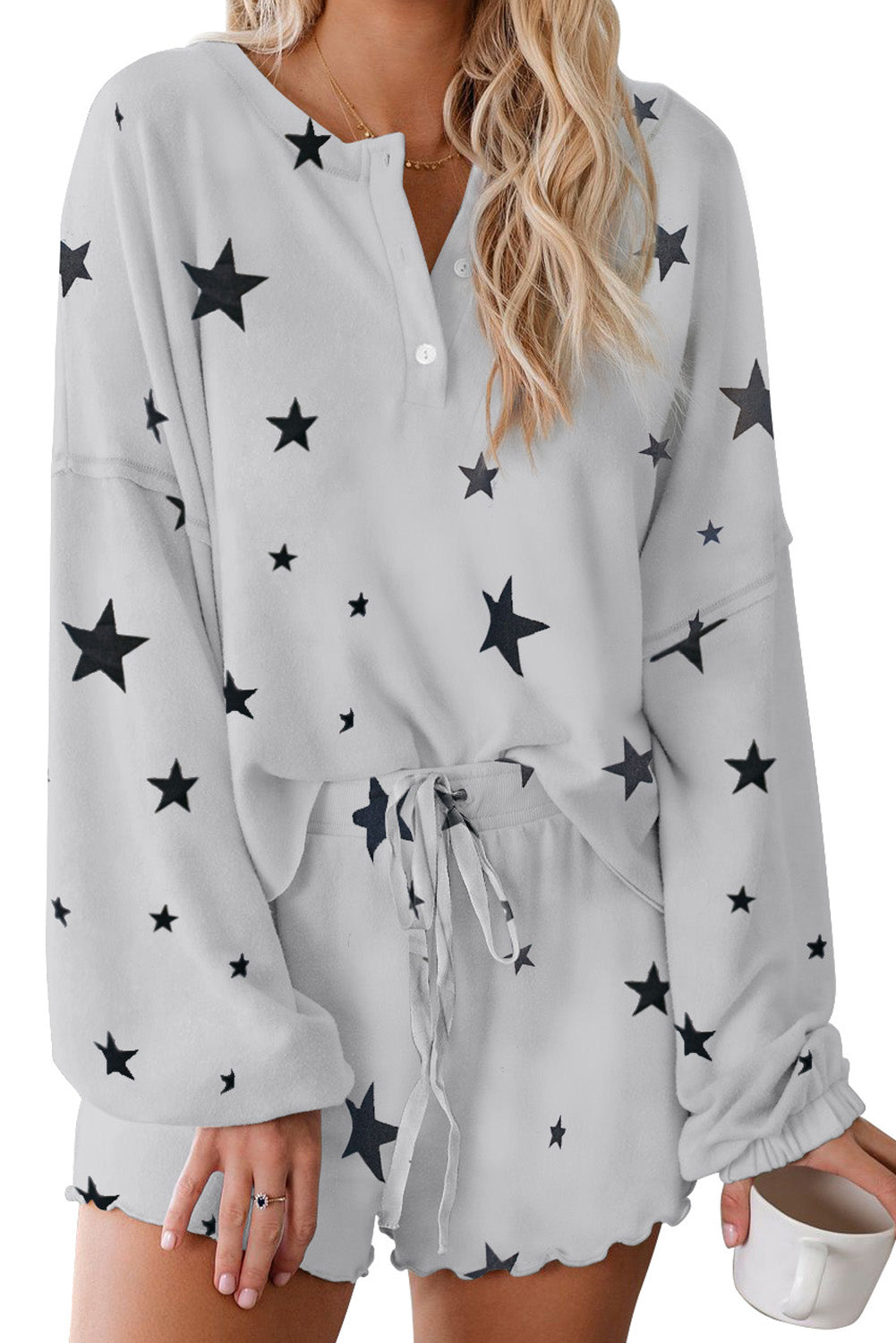 Star Print Short Set Loungewear(Curvy Sizes)