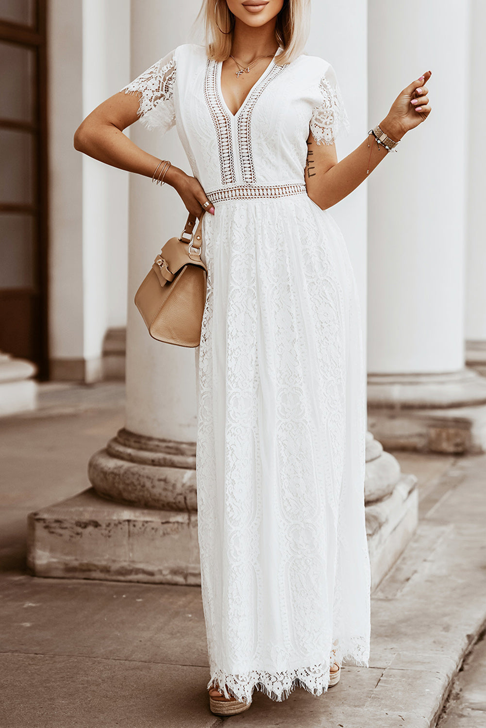 Fiery Red Lace Maxi Dress