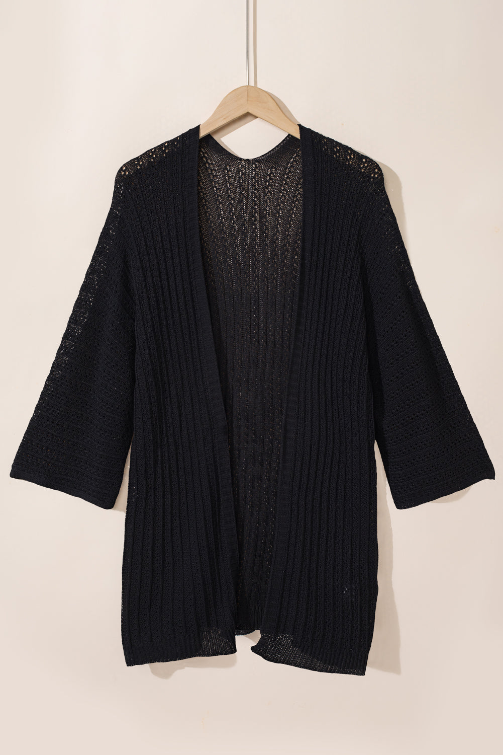 Casual Hollow-out Bracelet Sleeve Knit Cardigan