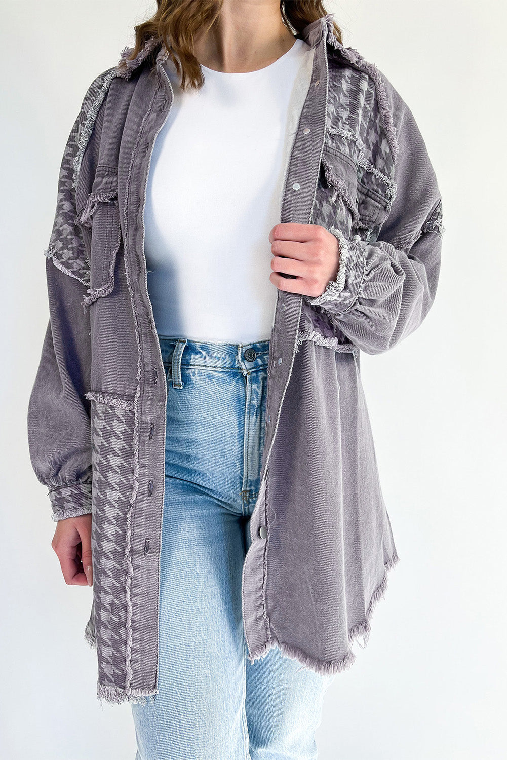 Retro Distressed Patchwork Denim Jacket