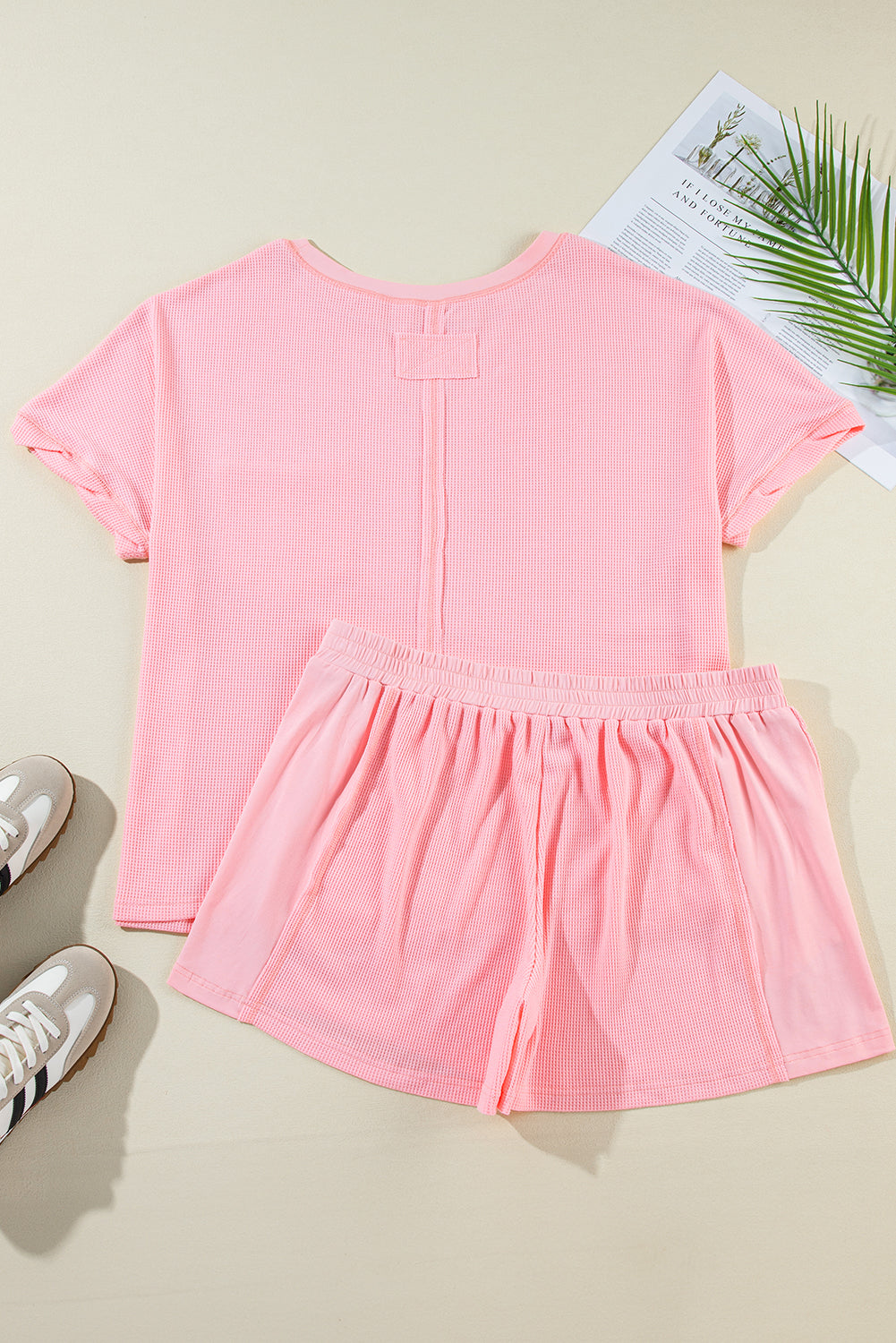 Pink Plus Size Tee and Shorts Set