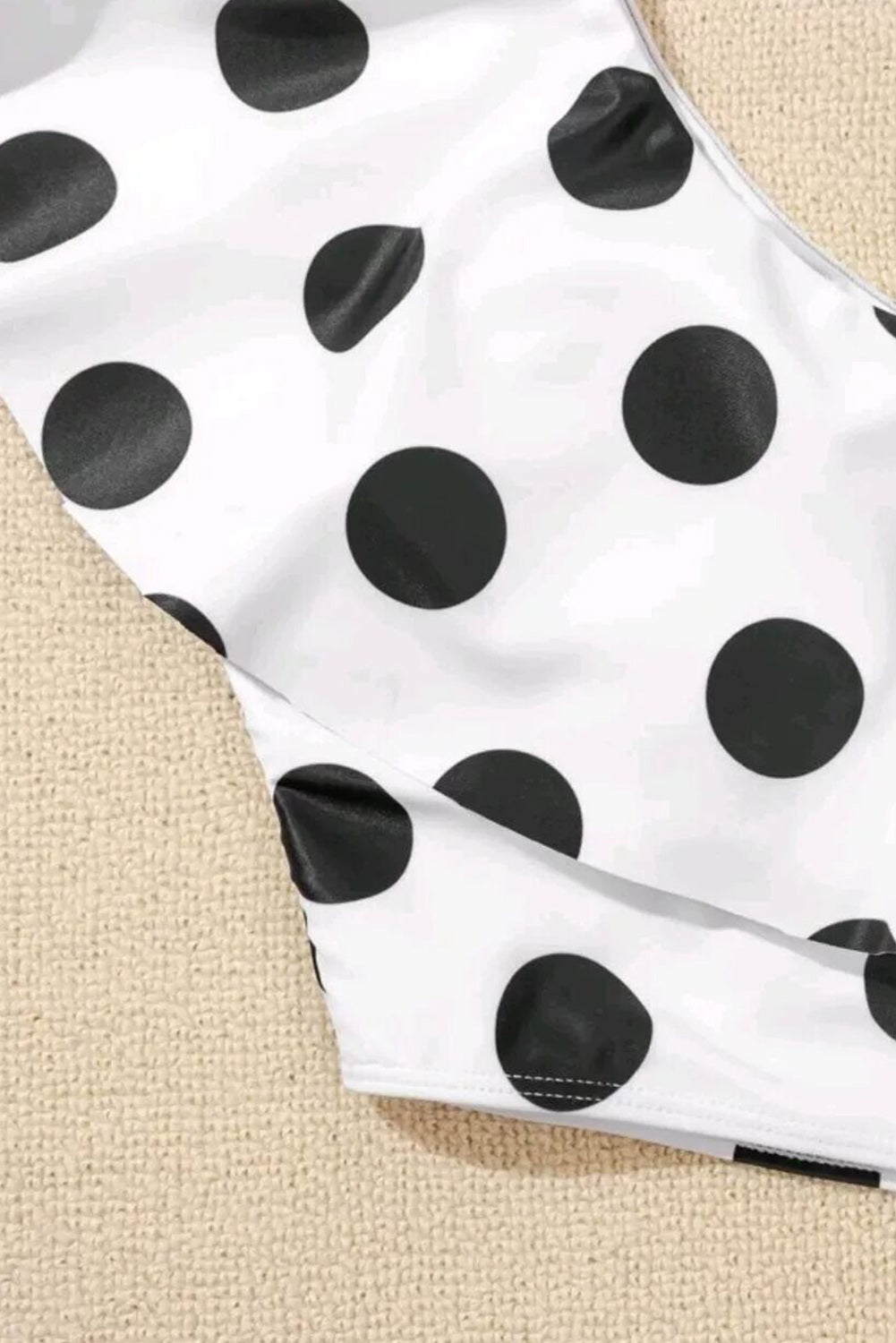 White Polka Dot Ruffled One-shoulder One Piece Swimwear