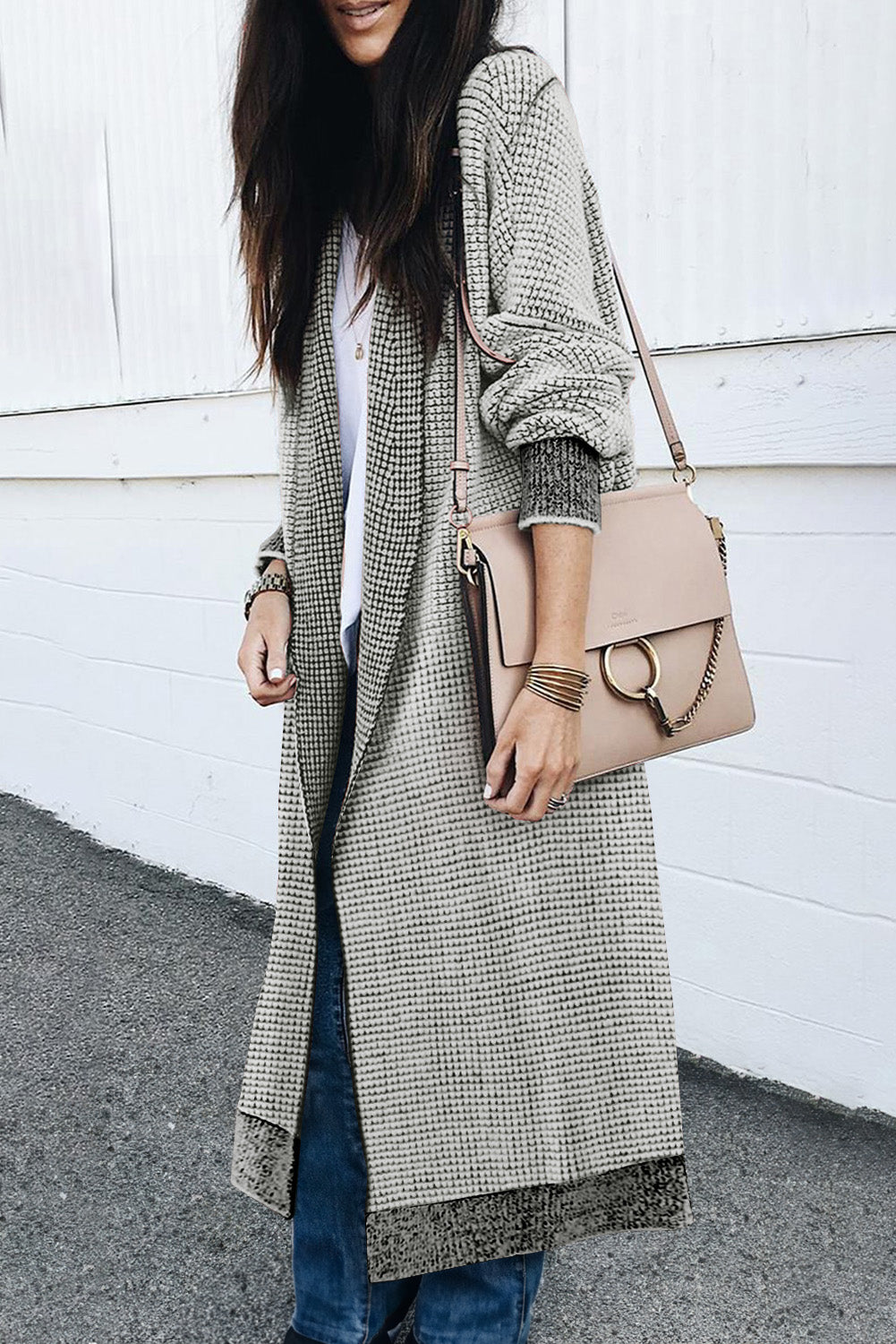 Grey casual Large Pocket Duster Cardigan