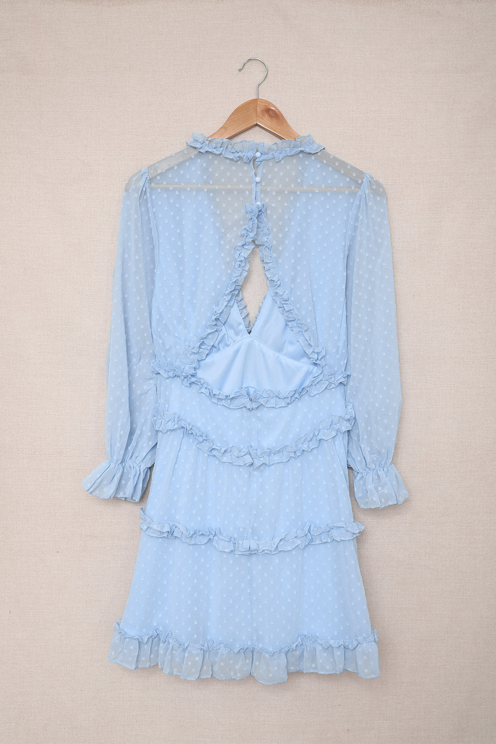 Sky Blue Layered Puff Sleeve Mini Dress