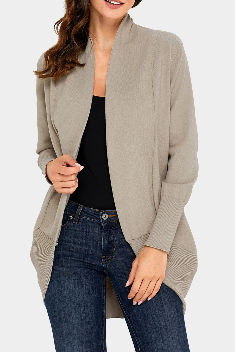 Khaki Super Soft Long Sleeve Blazer Cardigan