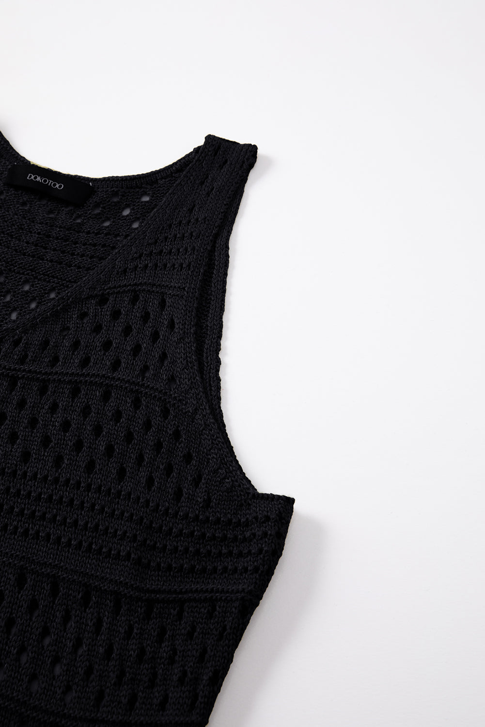 Black Hollow Out Crochet Cover Up