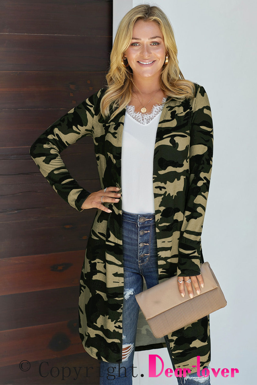 Camo Print Long Cardigan