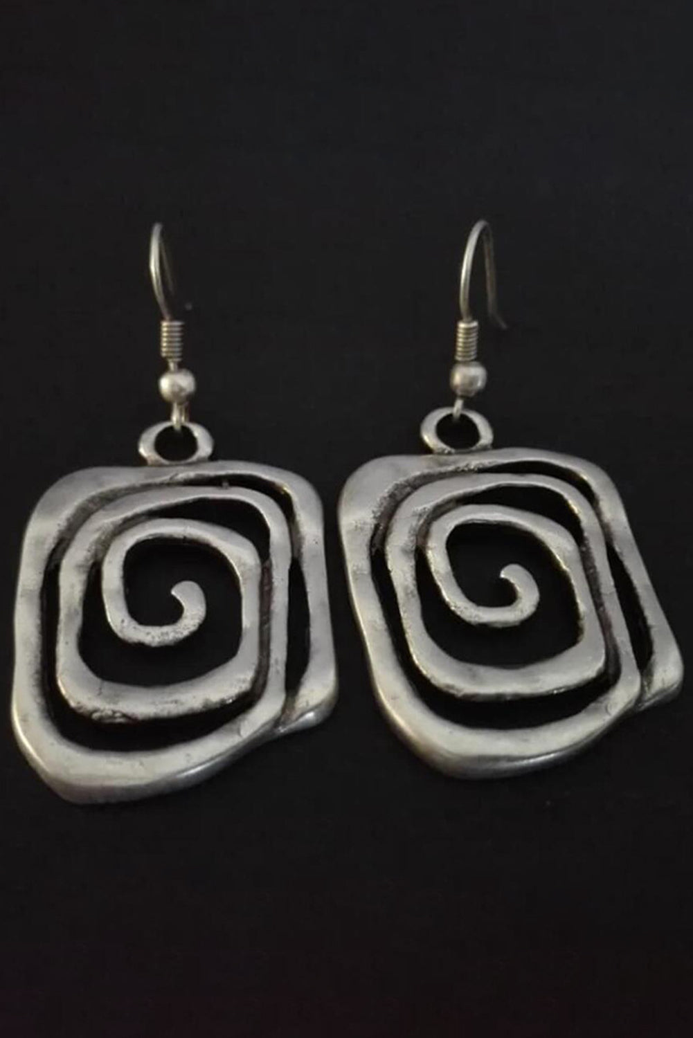 Silver Vintage Swirl Hook Earrings