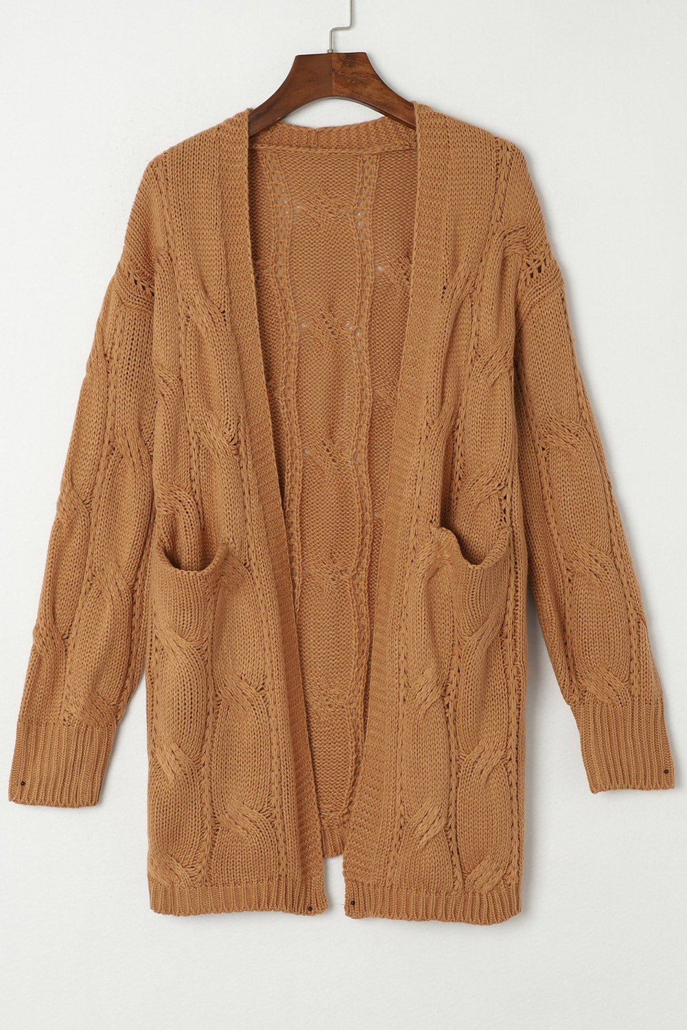 Ribbed Trim Cable Knit Cardigan