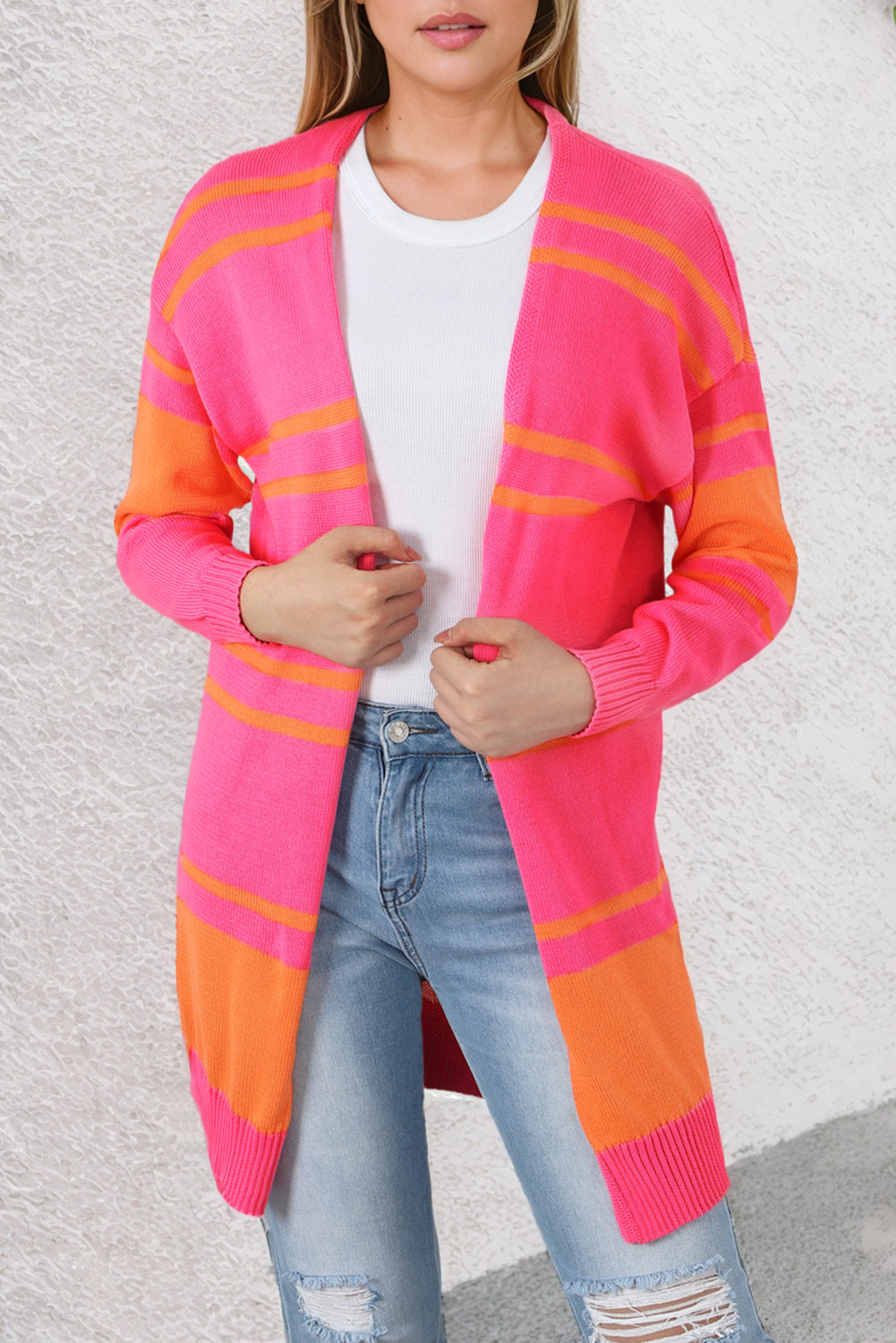 Multicolor Striped Long Sleeve Button Cardigan