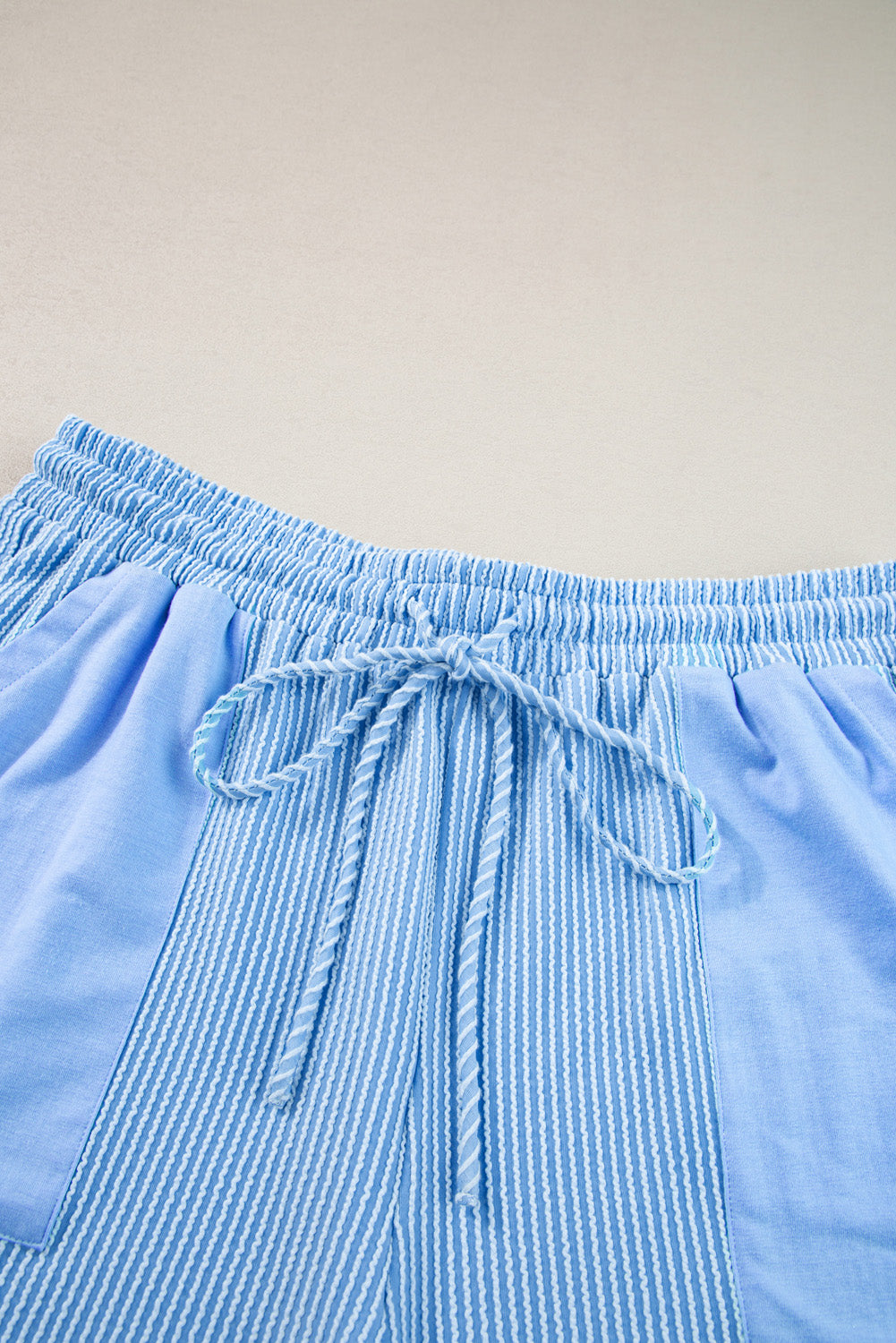 Light Blue Plus Size Long Sleeve Shorts Set