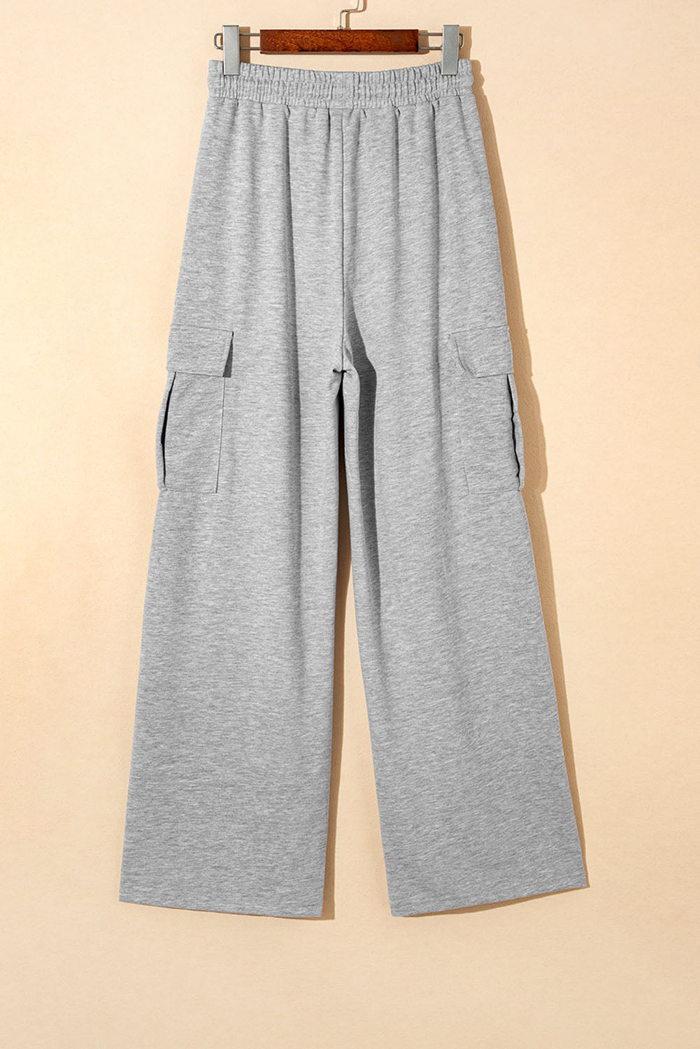 Light Grey Drawstring Waist Cargo Sweatpants