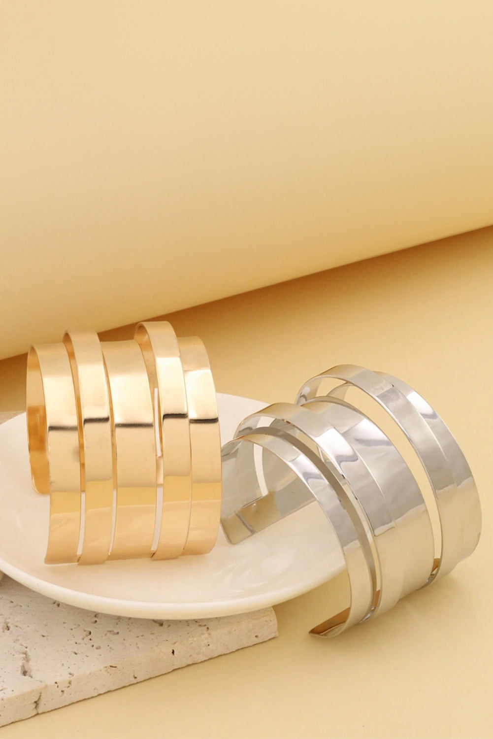 Gold Multi Layered Opening Alloy Bangle