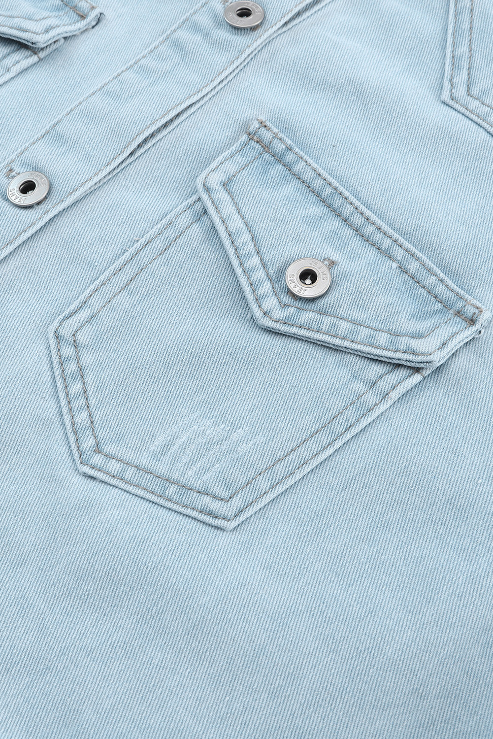 Sky Blue Flap Pocket Denim Jacket