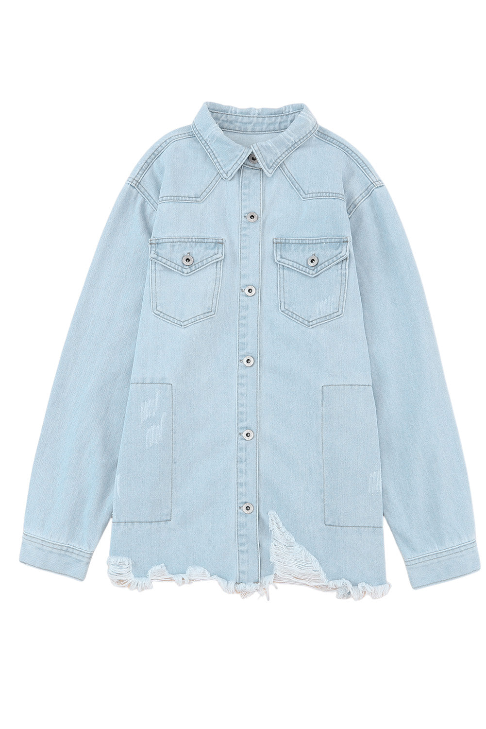 Sky Blue Flap Pocket Denim Jacket