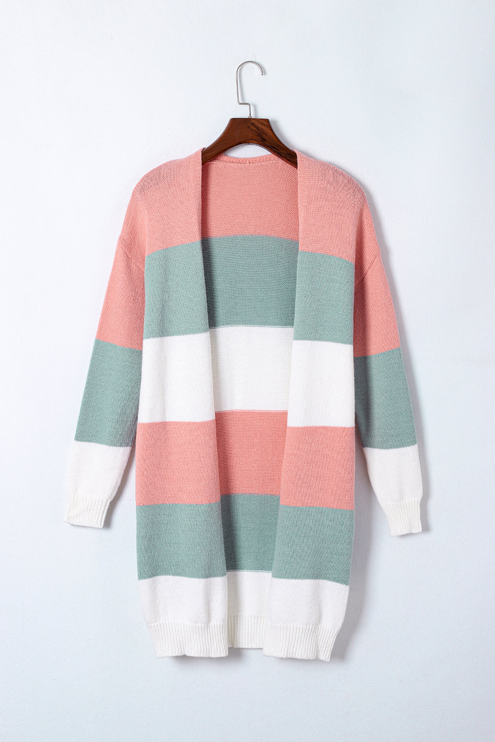 Green Colorblock Striped Cardigan