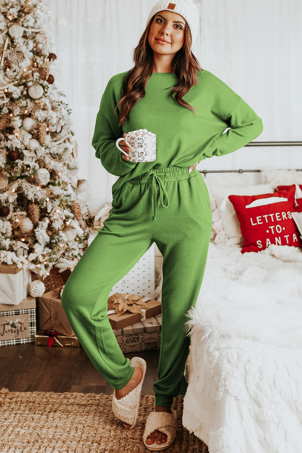 Long Sleeve Pullover Loungewear Set (Curvy Sizes)