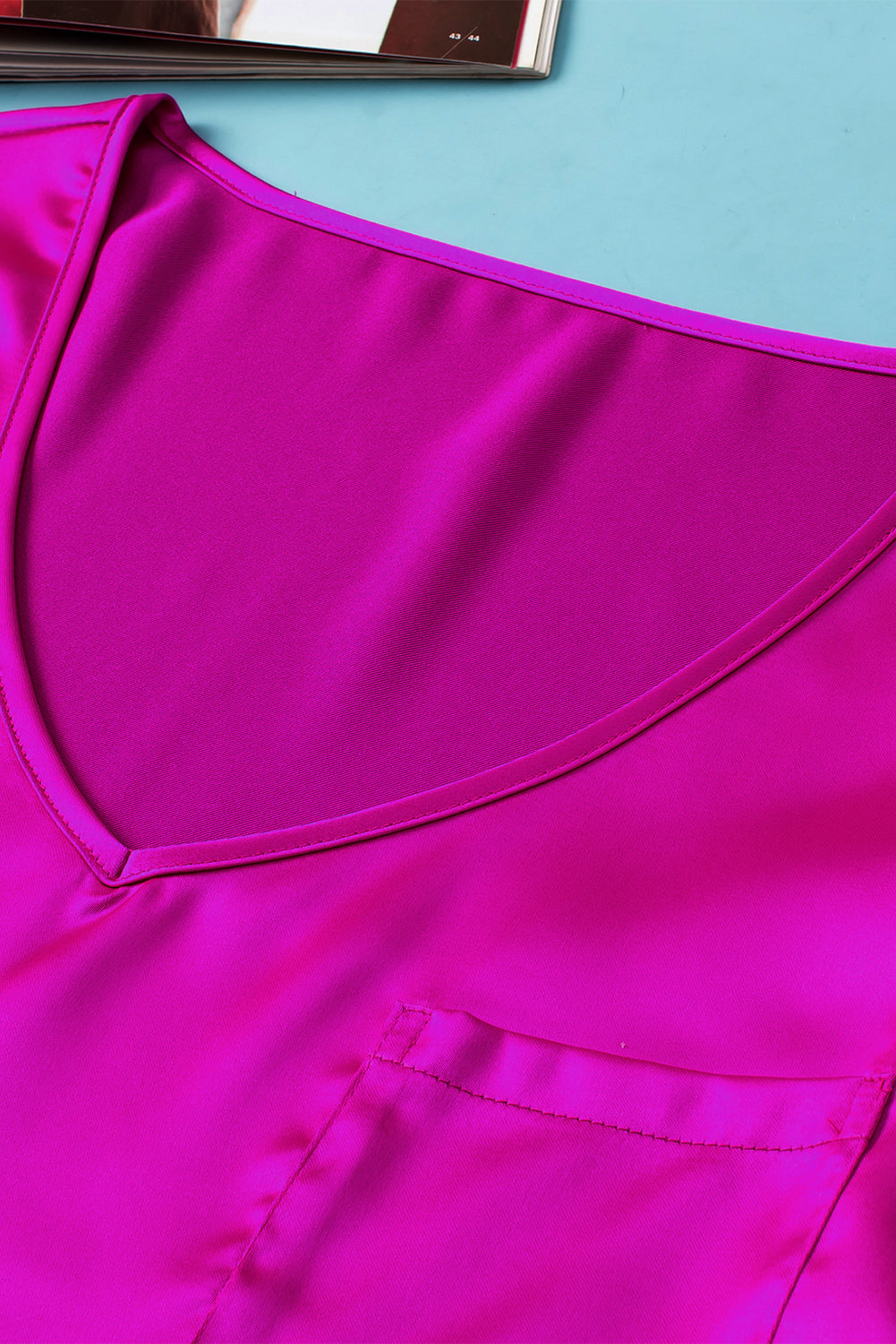 Bright Pink Satin Loungewear Shorts Set