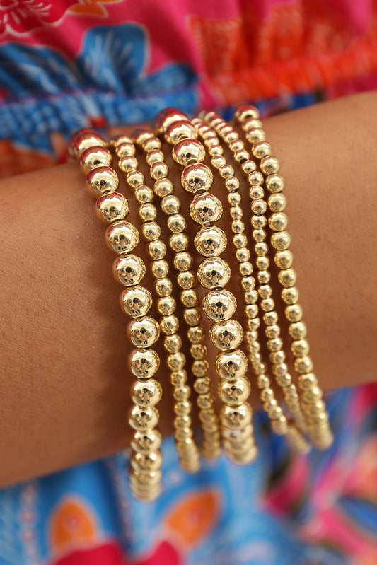 Gold 7pcs Set Minimalist Beaded Luxury Bracelet Set