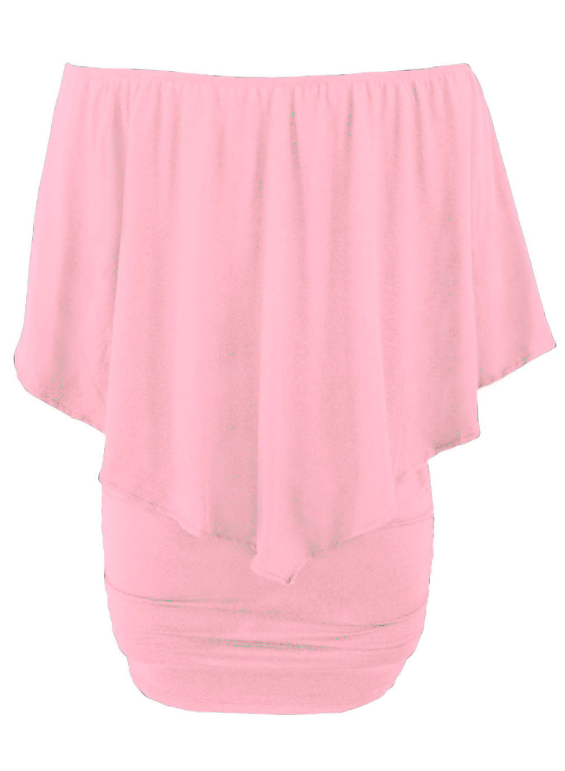 Plus Size Layered Pink Poncho Mini Dress