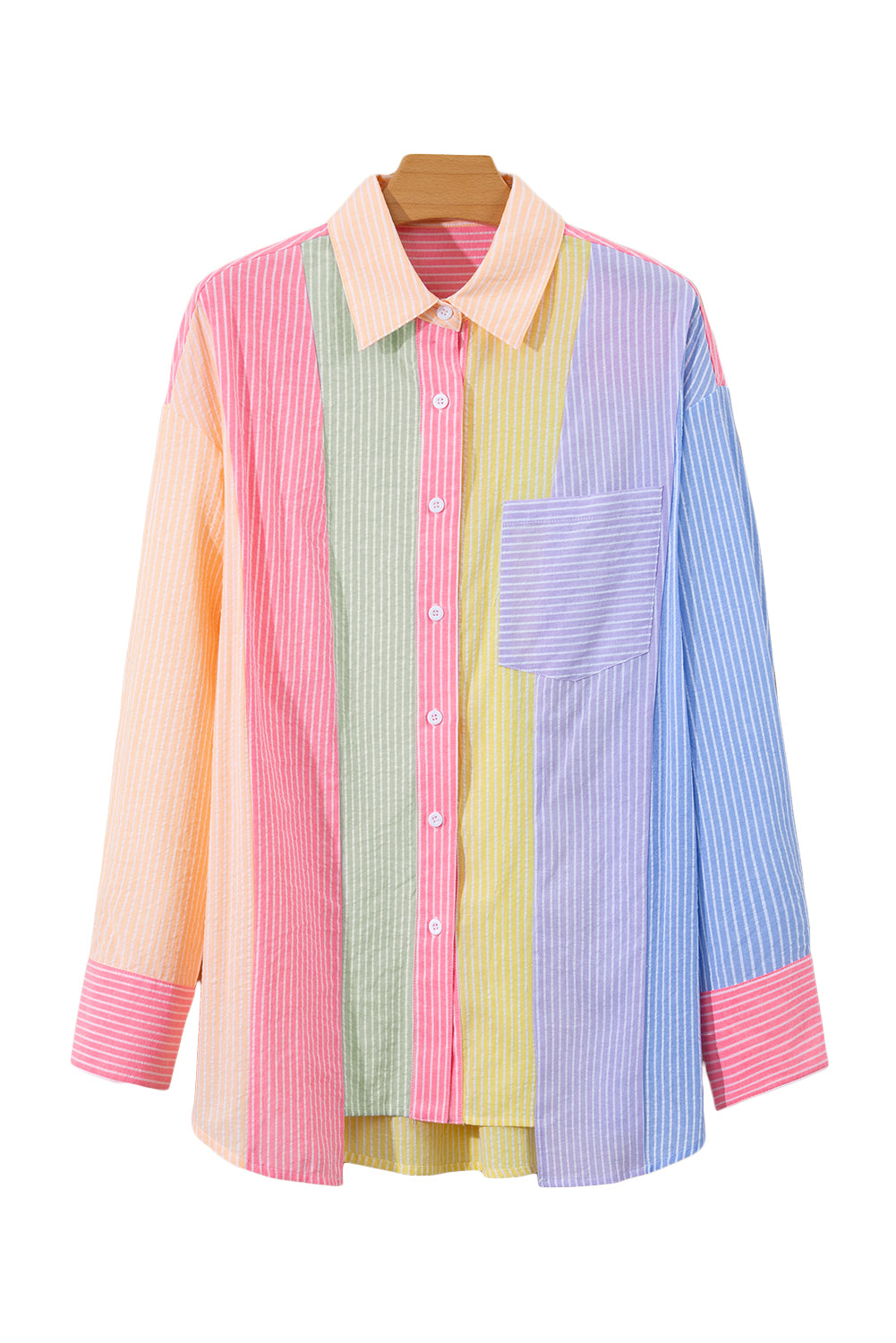 Pink Stripe Color Block Oversized Shirt