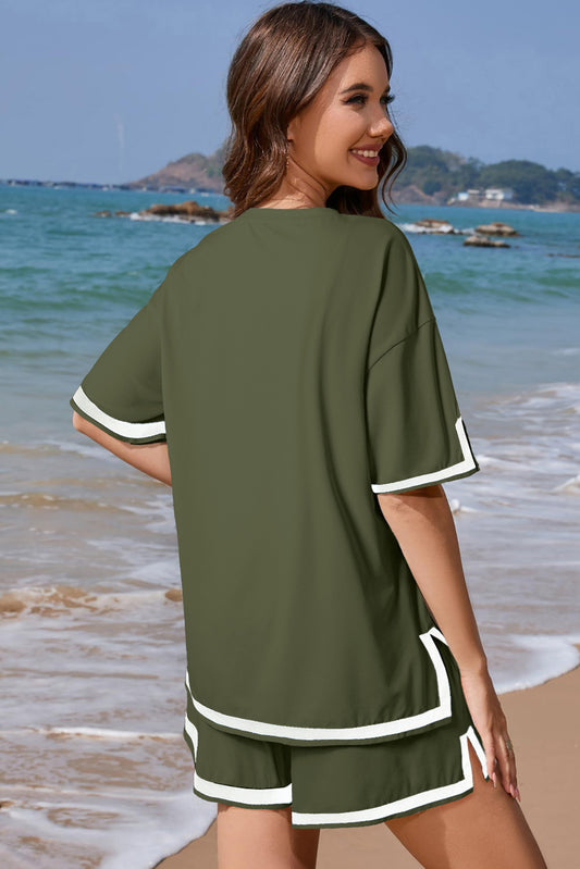 Vineyard Green Trim Tee and Shorts Set