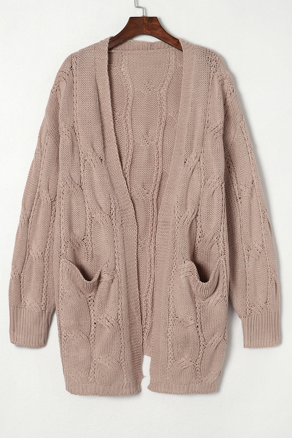 Ribbed Trim Cable Knit Cardigan