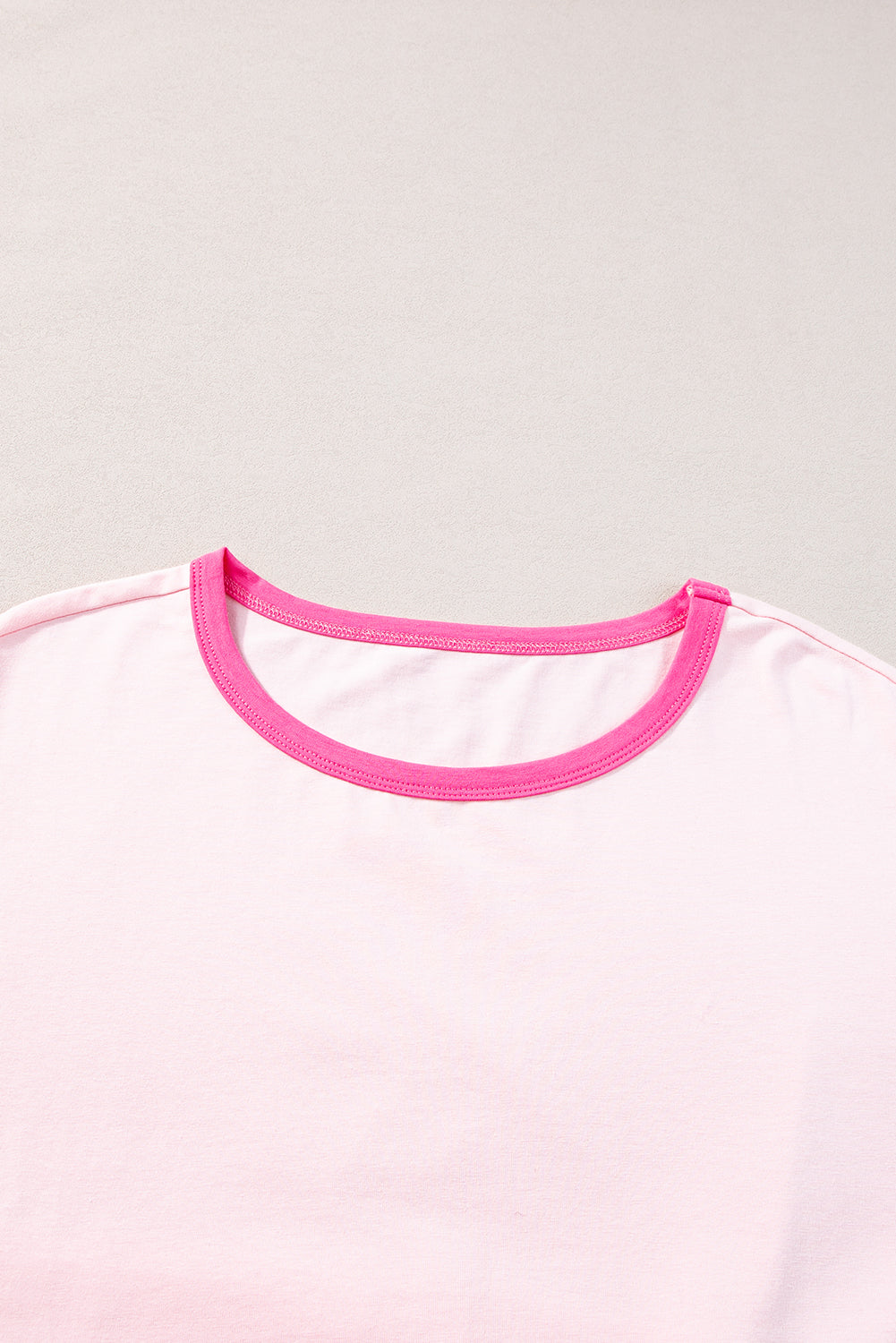 Pink Color Block Plus Size T Shirt