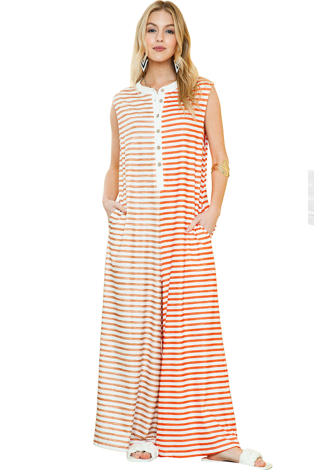 Orange Striped Baggy Jumpsuit/Loungewear