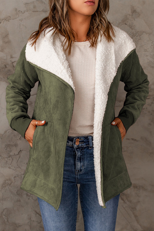 Faux Suede Fleece Lined Jacket(plus Size Available)